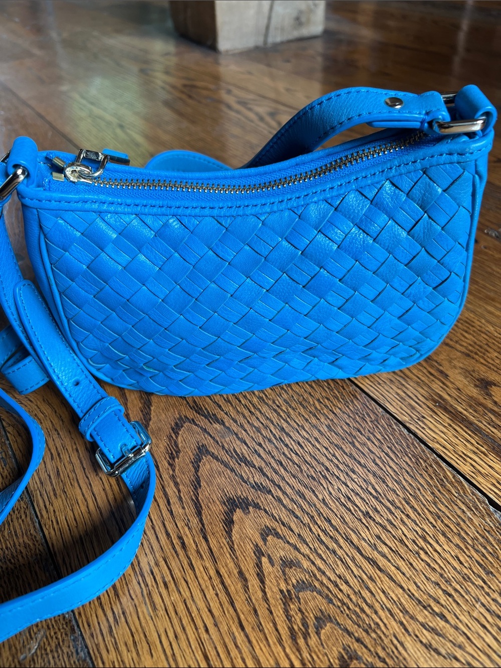 Cole Haan Electric Blue Woven Leather Crossbody Bag
